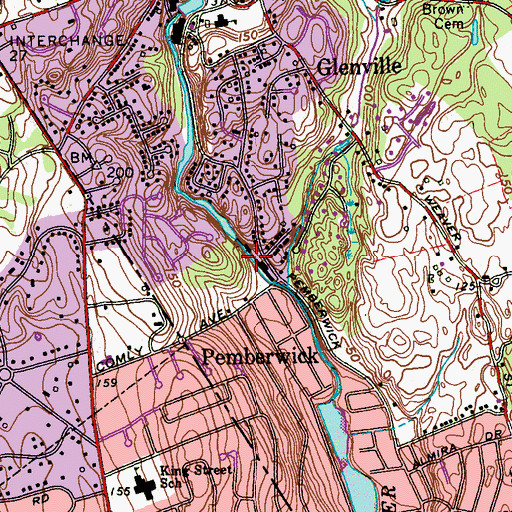 Topographic Map of Byram River Reservoir, CT