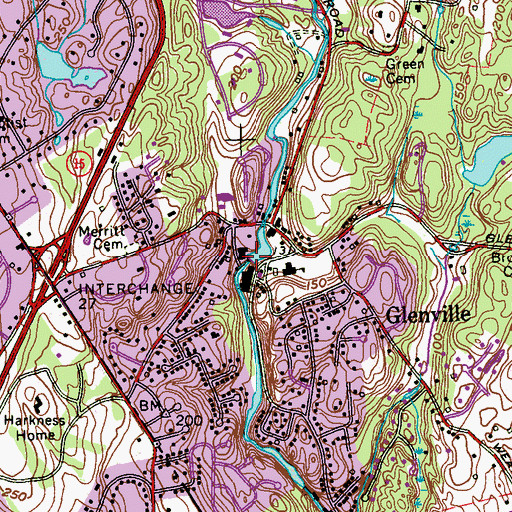 Topographic Map of American Felt Dam, CT