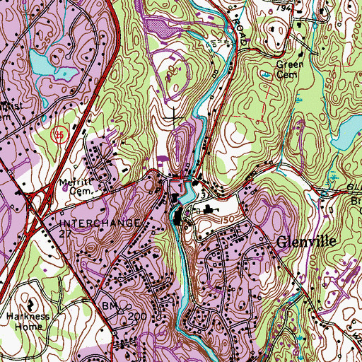 Topographic Map of Mill Pond, CT