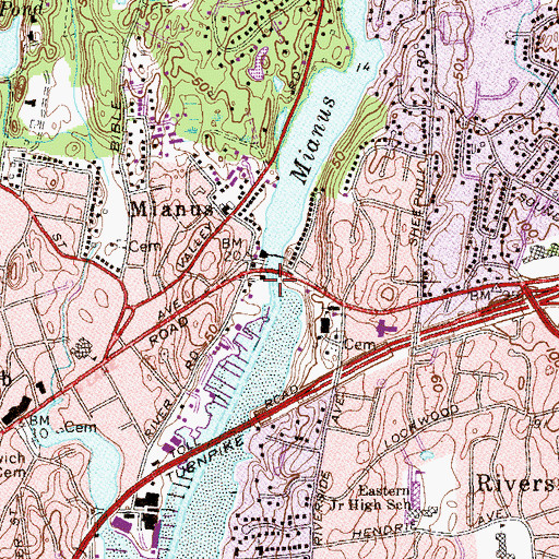 Topographic Map of Mianus River Pond Dam, CT