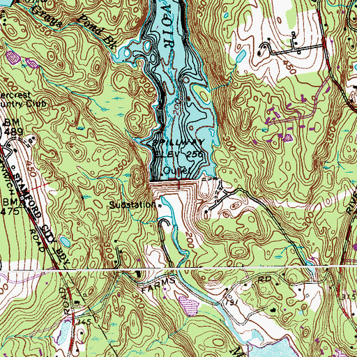 Topographic Map of Mianus Reservoir Dam, CT