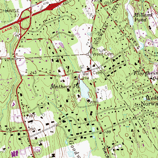 Topographic Map of Mathers Pond Dam, CT
