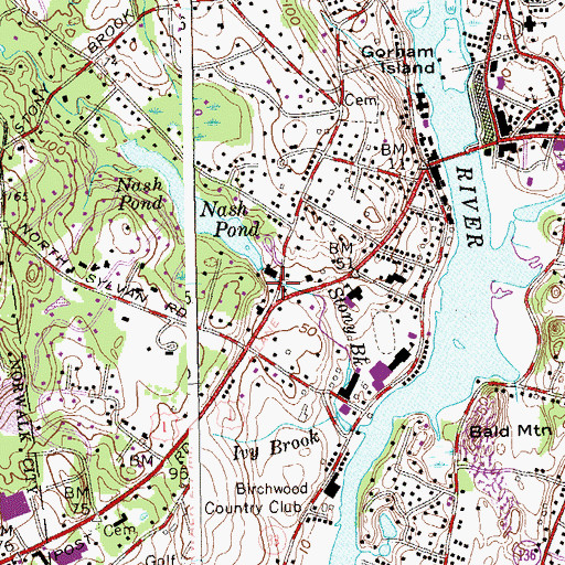 Topographic Map of Nash Pond Dam, CT