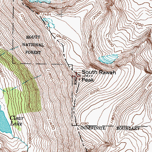 Topographic Map of South Rawah Peak, CO