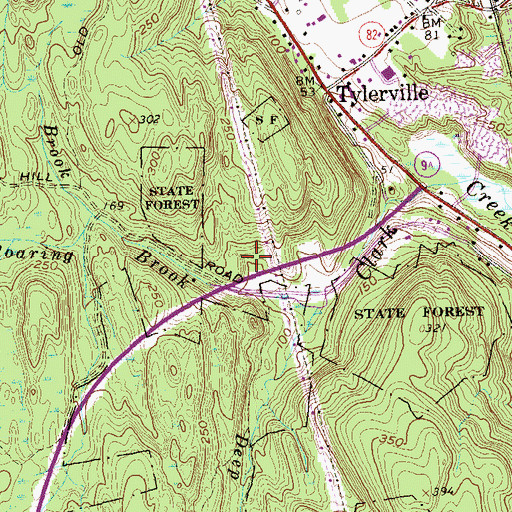 Topographic Map of Margerie Lake Reservoir Dam, CT