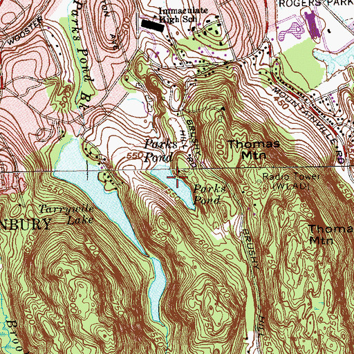 Topographic Map of Parks Pond Dam, CT