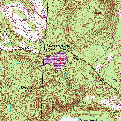 Topographic Map of Farringtons Pond Dam, CT