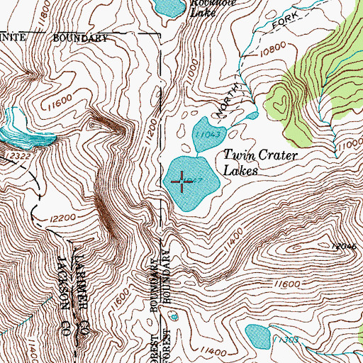 Topographic Map of Twin Crater Lakes, CO