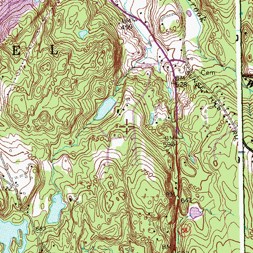 Topographic Map of Bethels Pond, CT