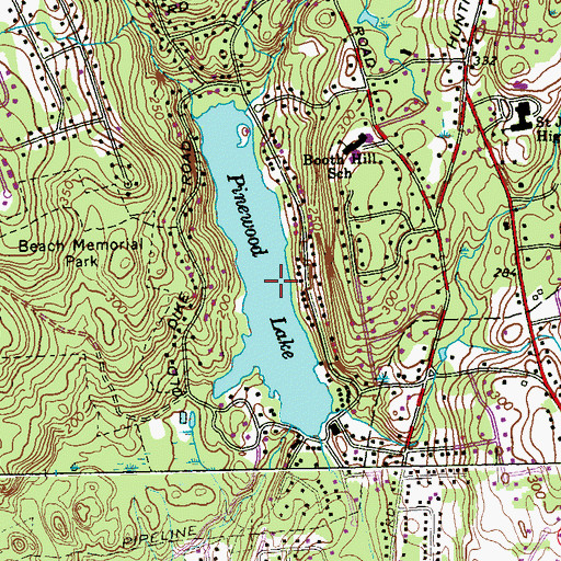 Topographic Map of Pinewood Lake Dam, CT