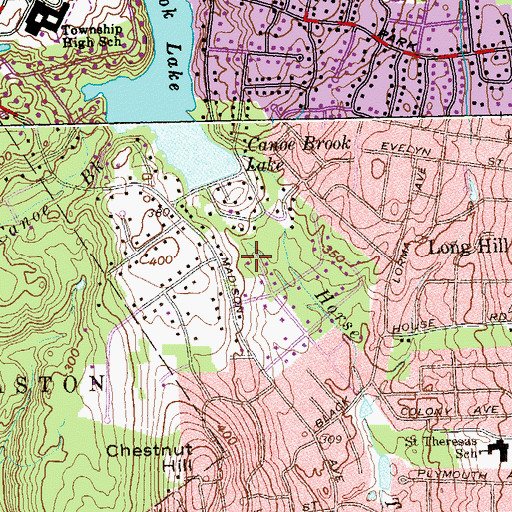 Topographic Map of Canoe Brook Lake, CT