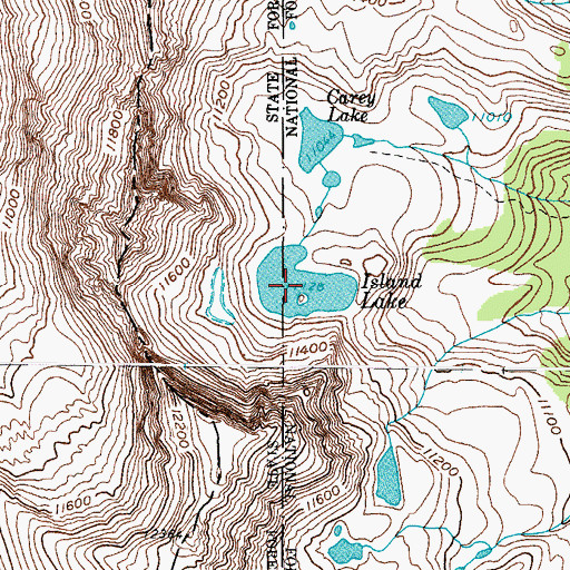 Topographic Map of Island Lake, CO