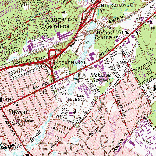 Topographic Map of Beaver Brook Dam, CT