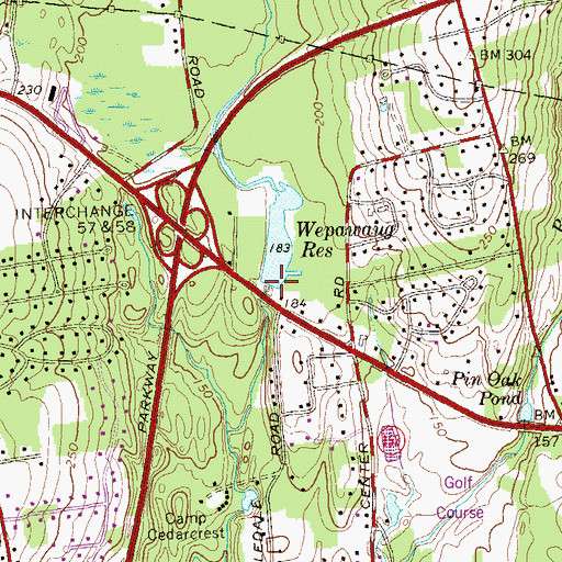 Topographic Map of Wepawaug Reservoir Dam, CT