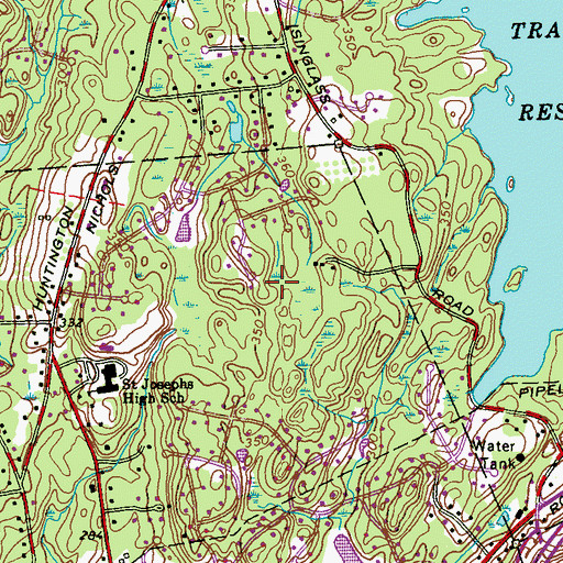 Topographic Map of Trap Falls Reservoir Dam, CT