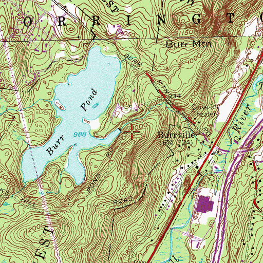 Topographic Map of Burr Pond Dam, CT
