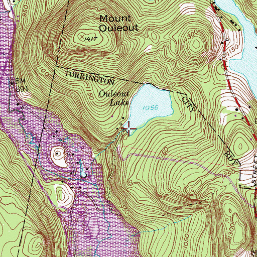 Topographic Map of Ouleout Lake Dam, CT