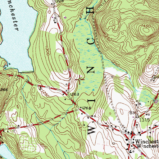 Topographic Map of Winchester Lake Dam, CT