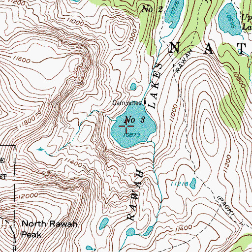 Topographic Map of Rawah Lakes, CO
