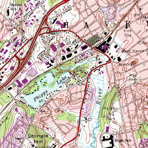 Topographic Map of Upper Lake Phipps Dam Number 1, CT