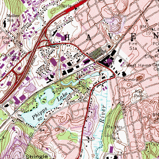 Topographic Map of Upper Lake Phipps, CT