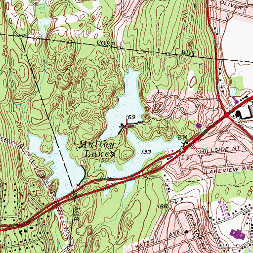 Topographic Map of Maltby Lakes North Dam, CT