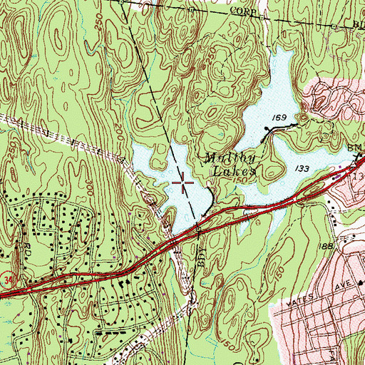 Topographic Map of Maltby Lakes West, CT