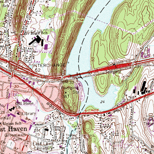 Topographic Map of Lake Saltonstall Dam, CT