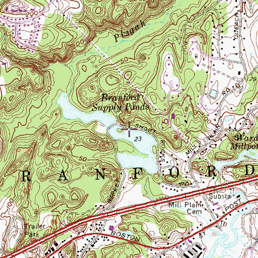 Topographic Map of Branford Supply Ponds Dam, CT