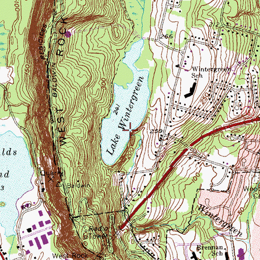 Topographic Map of Lake Wintergreen Dam, CT