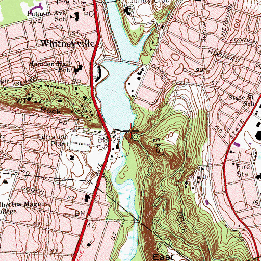 Topographic Map of Lake Whitney Dam, CT