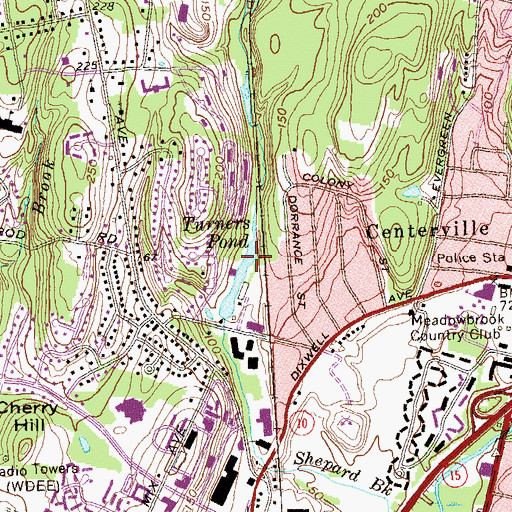 Topographic Map of Turners Pond Dam, CT