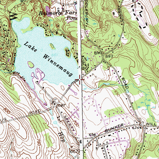 Topographic Map of Lake Winnemaug Dam, CT
