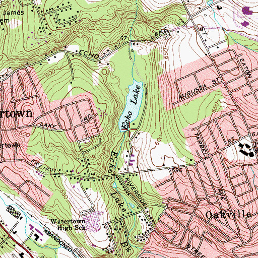 Topographic Map of Echo Lake Dam, CT