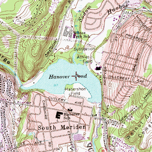 Topographic Map of Hanover Pond Dam, CT