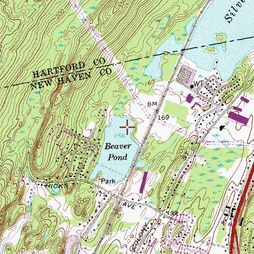 Topographic Map of Beaver Pond Dam, CT