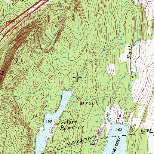 Topographic Map of Adder Reservoir Dam, CT
