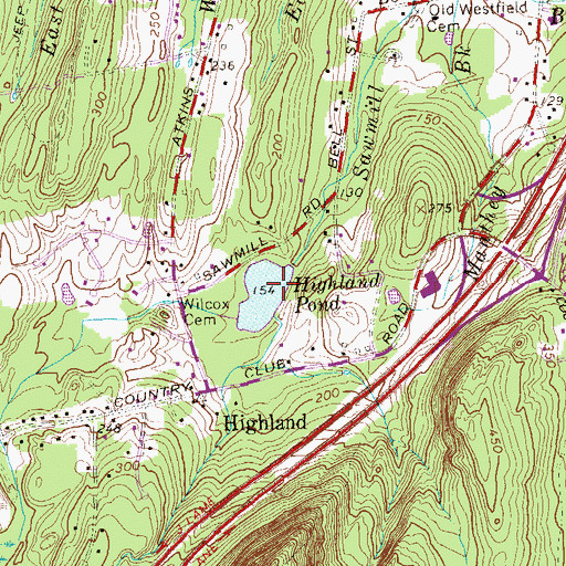 Topographic Map of Highland Pond Dam, CT