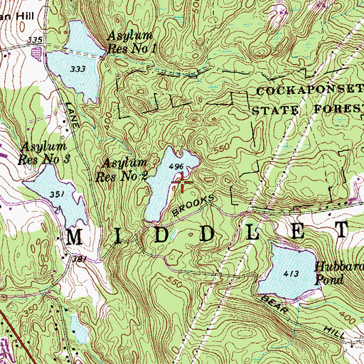 Topographic Map of Asylum Reservoir Number 2 Dam, CT