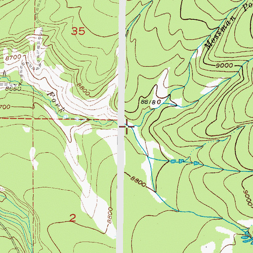 Topographic Map of Mossman Pole Patch Creek, CO