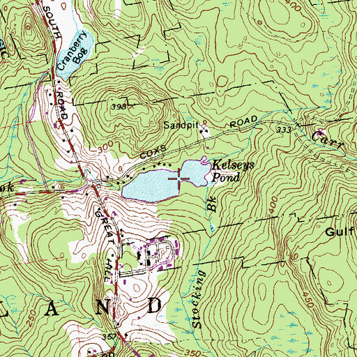 Topographic Map of Kelseys Pond Dam, CT