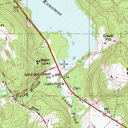 Topographic Map of Lake Konomoc Dam, CT