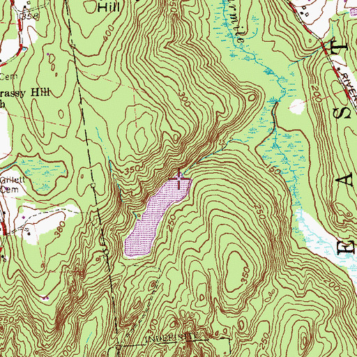 Topographic Map of Dodson Pond Dam, CT