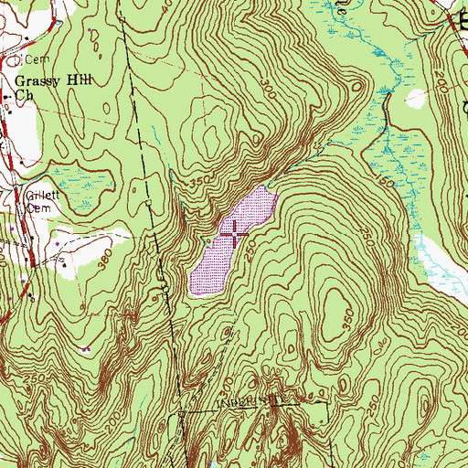 Topographic Map of Dodson Pond, CT