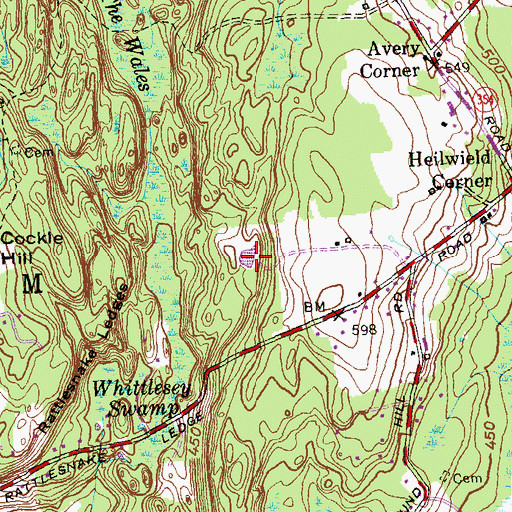 Topographic Map of Plants Pond, CT