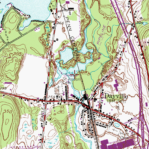Topographic Map of Prym Manufacturing Company Dam, CT