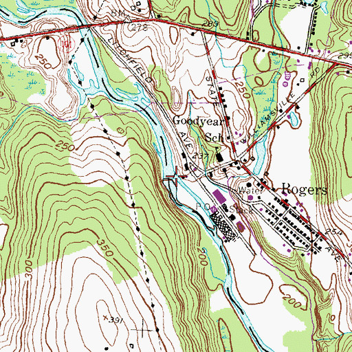 Topographic Map of Rogers Corporation Dam, CT