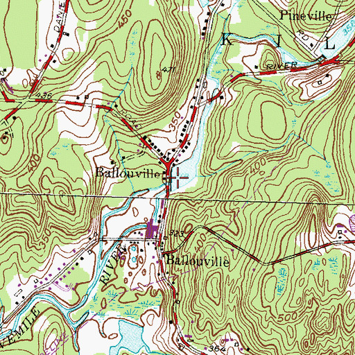 Topographic Map of Ballouville Pond Dam, CT