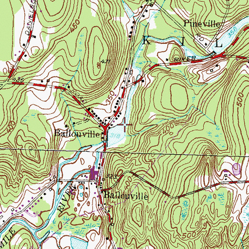 Topographic Map of Ballouville Pond, CT