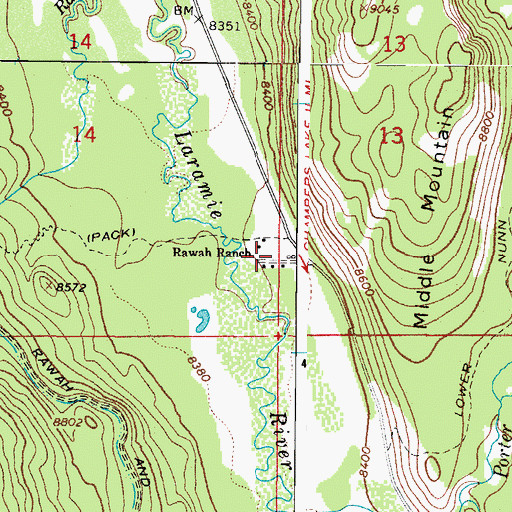 Topographic Map of Rawah Ranch, CO